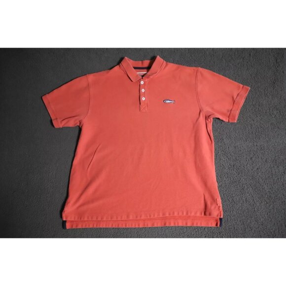 Orvis Golf Polo Shirt Mens XL Orange Spread Collared Spell Out Logo Embroidered - Picture 1 of 9